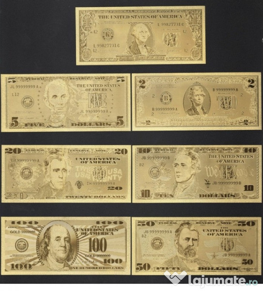 Catalog Cu 14 Bancnote Usd Dolari Placate Cu Aur De 24 K Adroa Ant