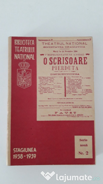 Carte Veche I L Caragiale O Scrisoare Pierduta 1938 25 Lei Lajumate Ro