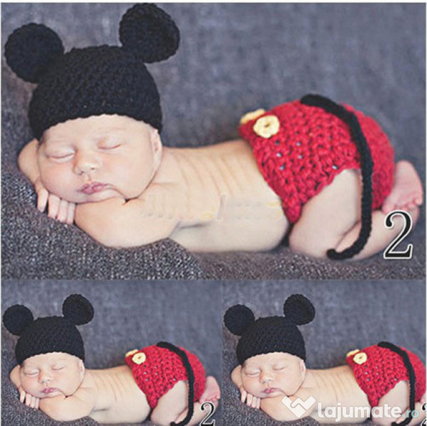 Costum Crosetat Bebelusi Mickey Mouse Botez Sedinte Foto Nou 40