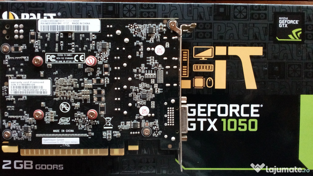 Placa video Gaming Palit StormX, GeForce GTX 1050, 2GB GDDR5