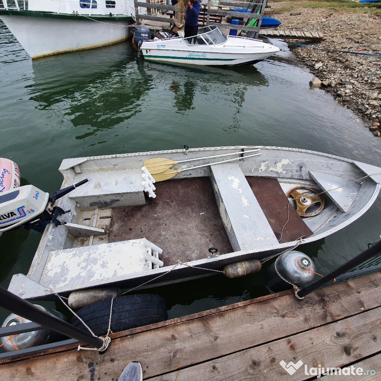 Barca de aluminiu Canadian + motor Selva 15cp 2timpi
