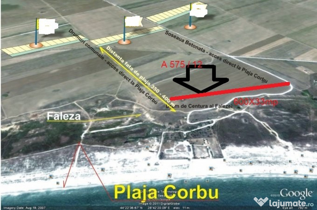 Teren intravilan Corbu CT, constructii ,PUZ P+2