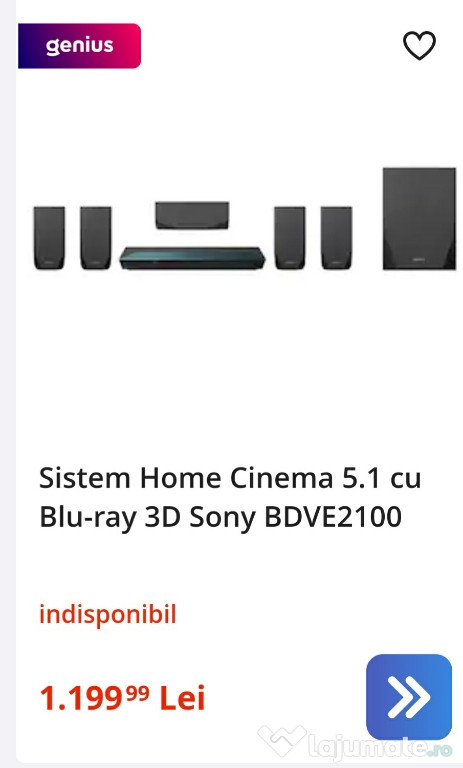 Home Cinema 5.1 cu Blu-ray 3D Sony putere RMS 1000W