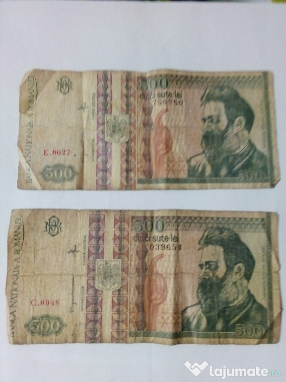 Doua bancnote cu chipul lui Brâncuși din anul 2991
