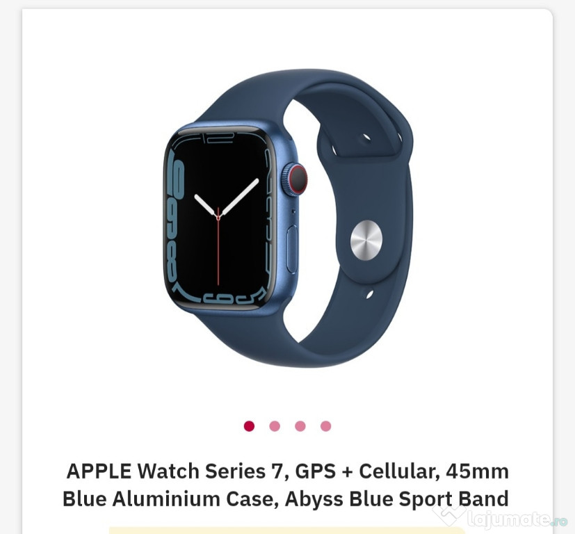 Vând APPLE Watch Series 7, GPS + Cellular, 45mm Blue Aluminium Case, A