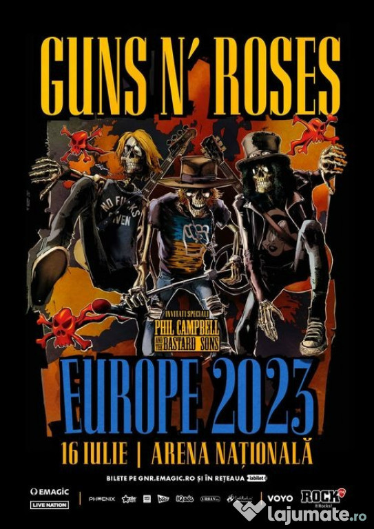 2 bilete la Guns N'Roses 16 iulie, Bucuresti Arena Nationala