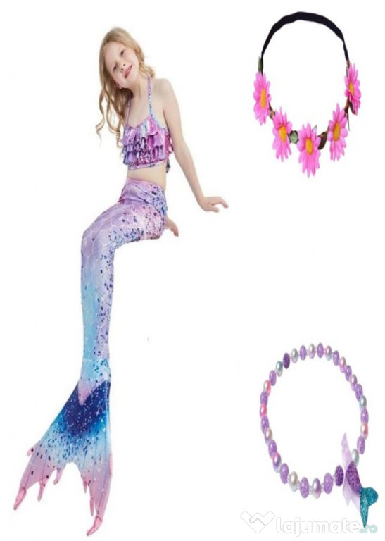 Set 5 piese Costum Sirena Printesa Ariel THK®, Purple Kiss - 9-10ani