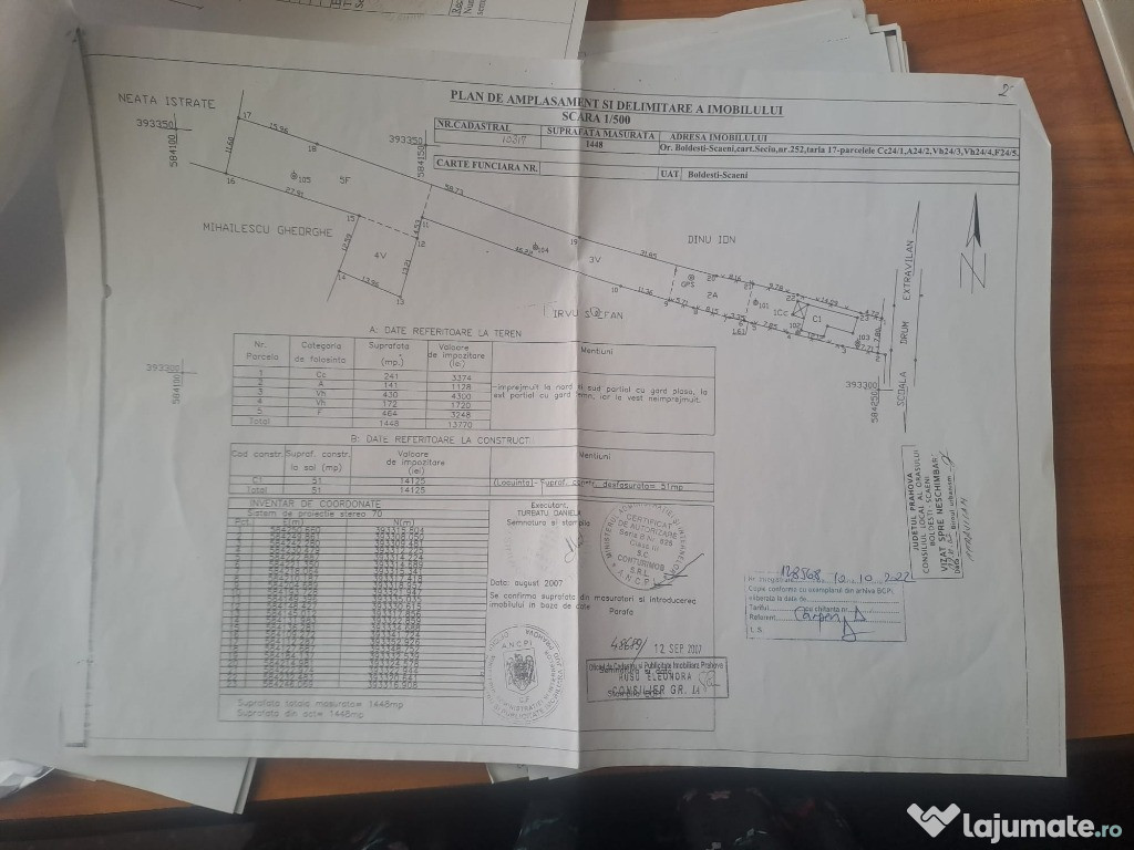 Teren intravilan 1448 mp, Categ: CC, A, V, F, Seciu, Prahova