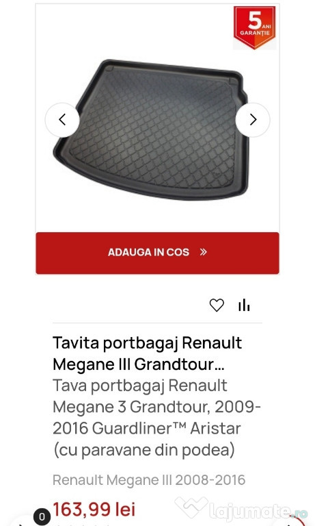 Tăviță Portbagaj Renault Megane 3 Combi