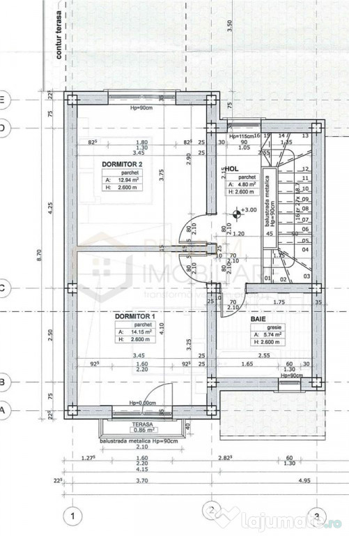 Duplex despartit prin camera tehnica - dormitor la parter -