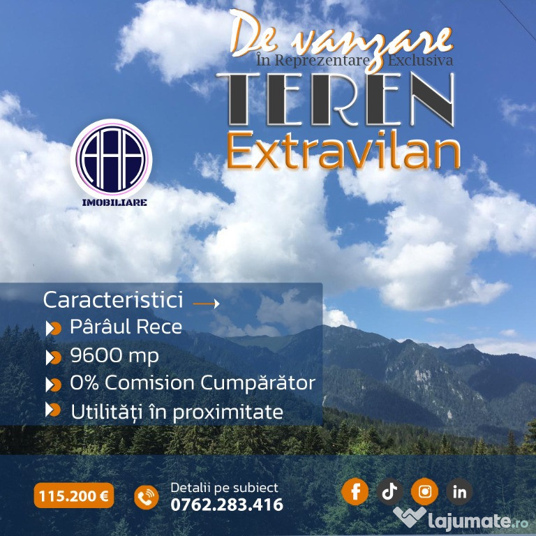 Teren Extravilan 9600mp - 0% Comision Cumpărător