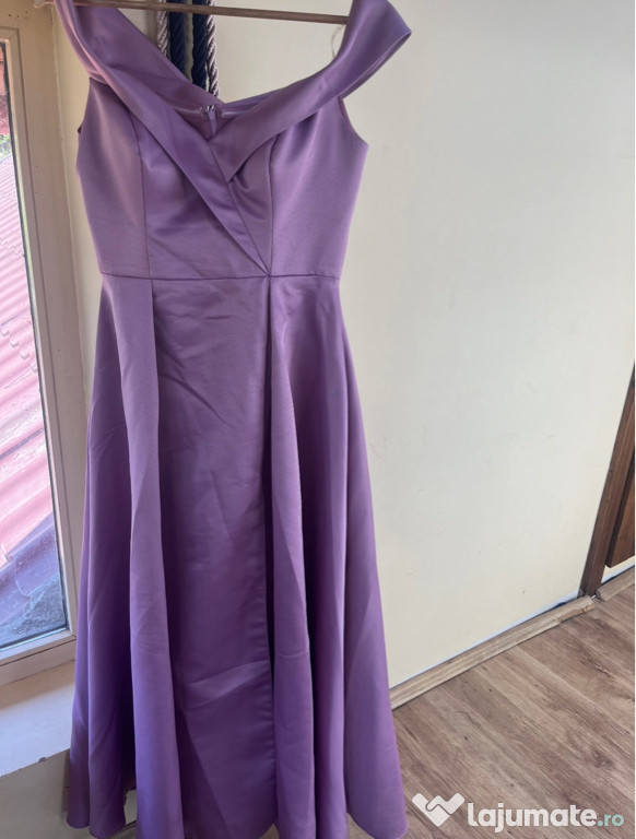 Rochiță lungă elegantă violet puțin spre roz, pentru nuntă