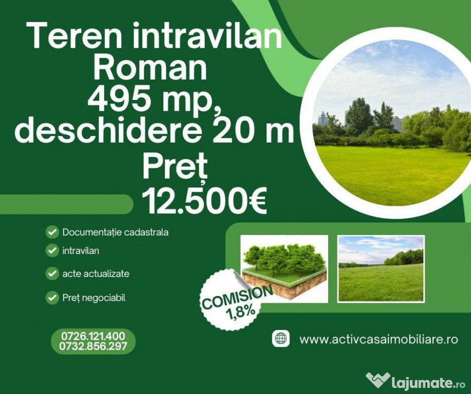 Teren intravilan Roman, ideal pentru constructie casa