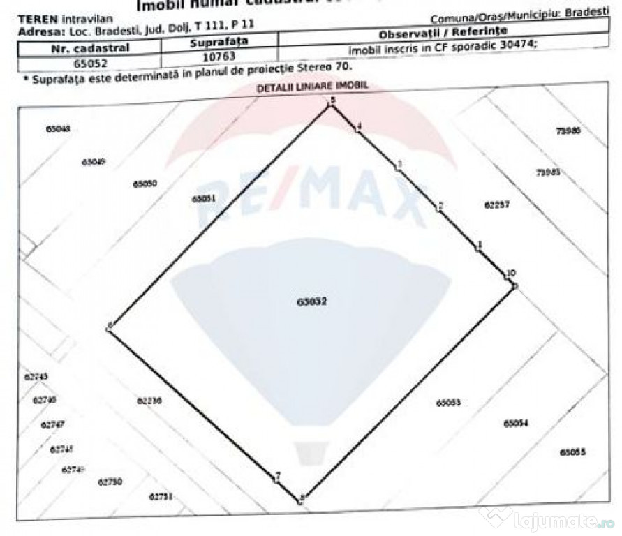 Teren intravilan de 10,763mp în Bradești
