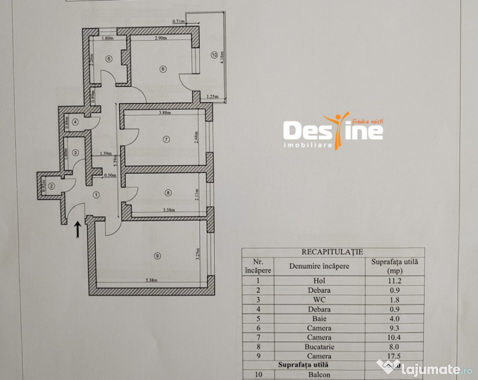 Tomești - Apartament 3c decomandat 69,3 mp