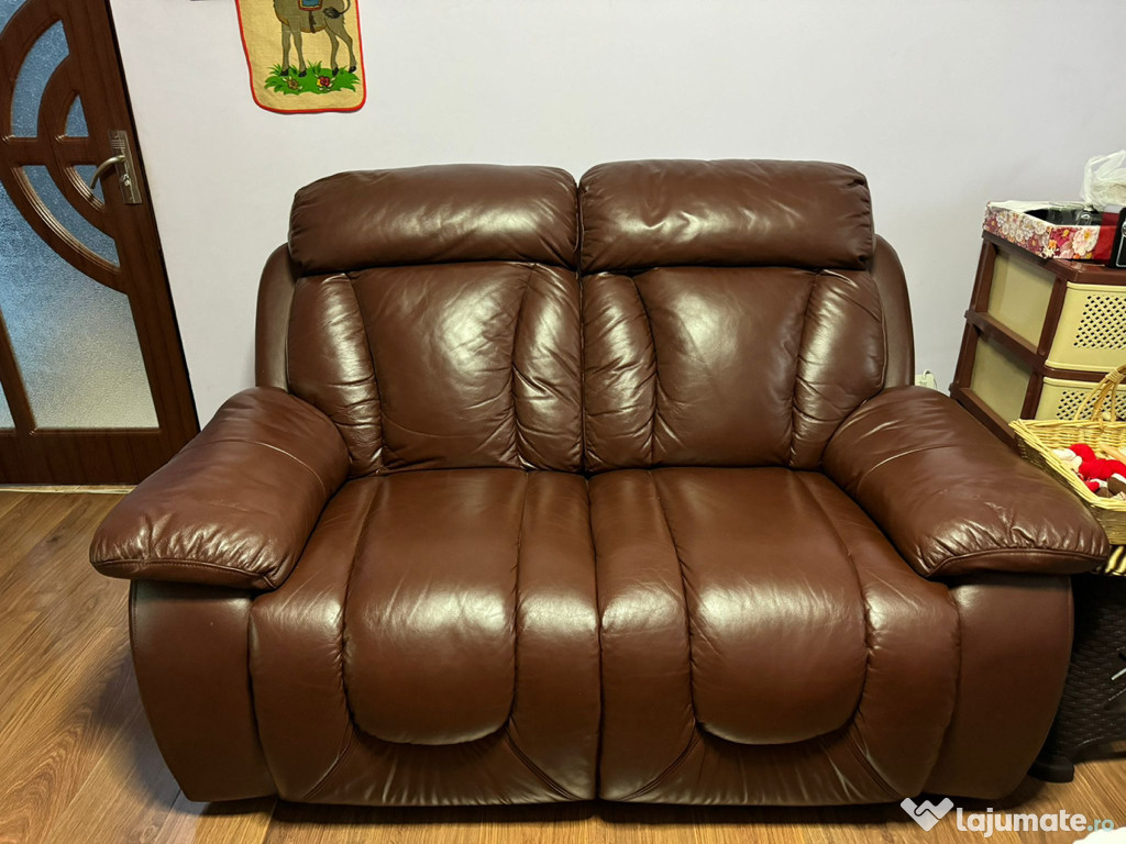 Canapea piele recliner maro