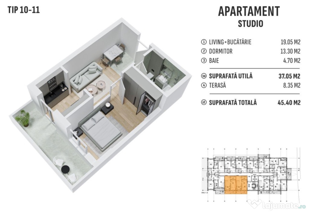 Apartament 2 camere /Popesti-Leordeni