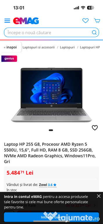 Vând laptop HP 255g8 aproape nou