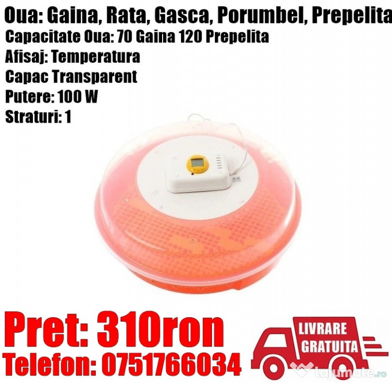 Incubator Clocitoare Electric 70 Oua Ou Pui Gaina Gasca Rata 120 Prepe