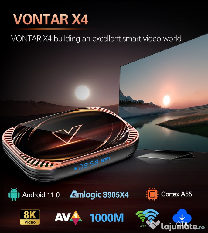 Smart IpTv Box Vontar X4 8K 4G/32G Android 11 Configurat