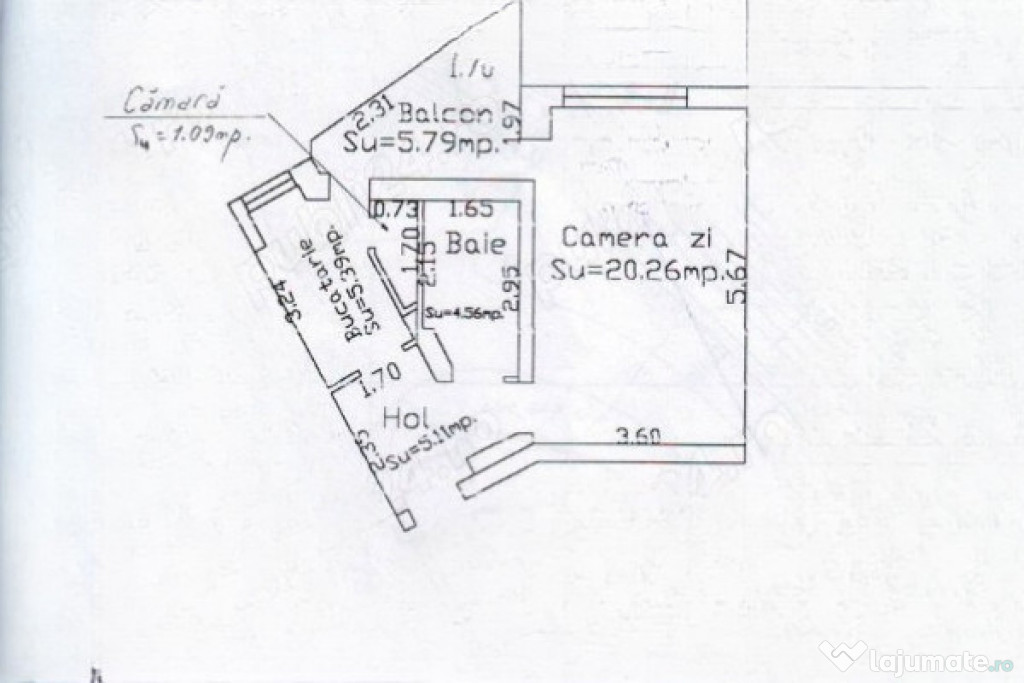 Apartament 1 camera zona Garii Marna, 42mp, etaj intermediar