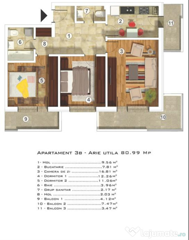 Apartament 3 camere