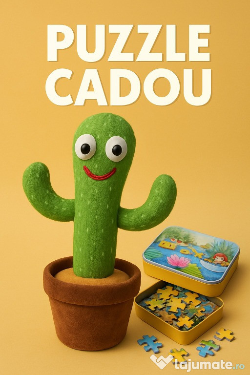 Jucărie Cactus Dansator - Cântă, Dansează, Imita + Puzzle Lemn CADOU!