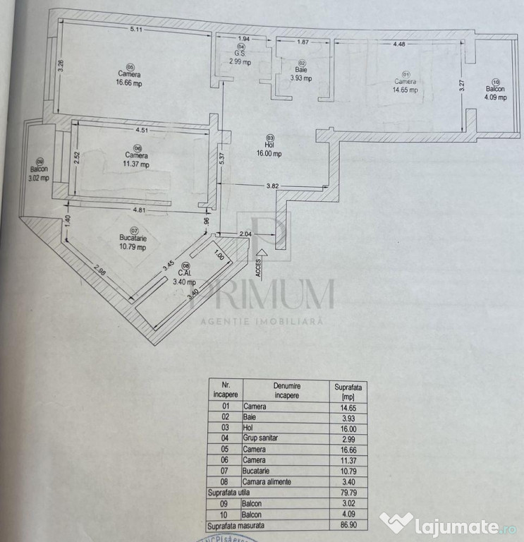 CIRCUMVALATIUNII - 3 cam - 2 bai - 2 balcoane - debara - LIF