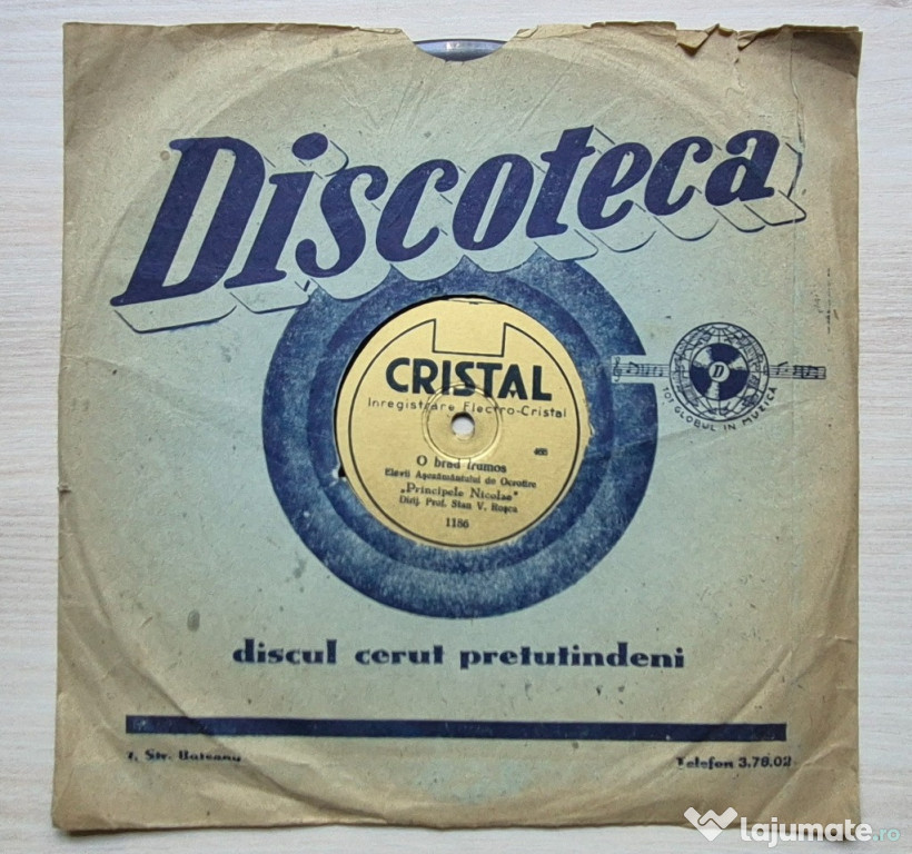 Disc de patefon marca Cristal - înregistrare Electro-Cristal