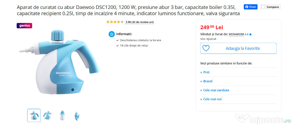 Aparat pentru curățat cu aburi DAEWOO