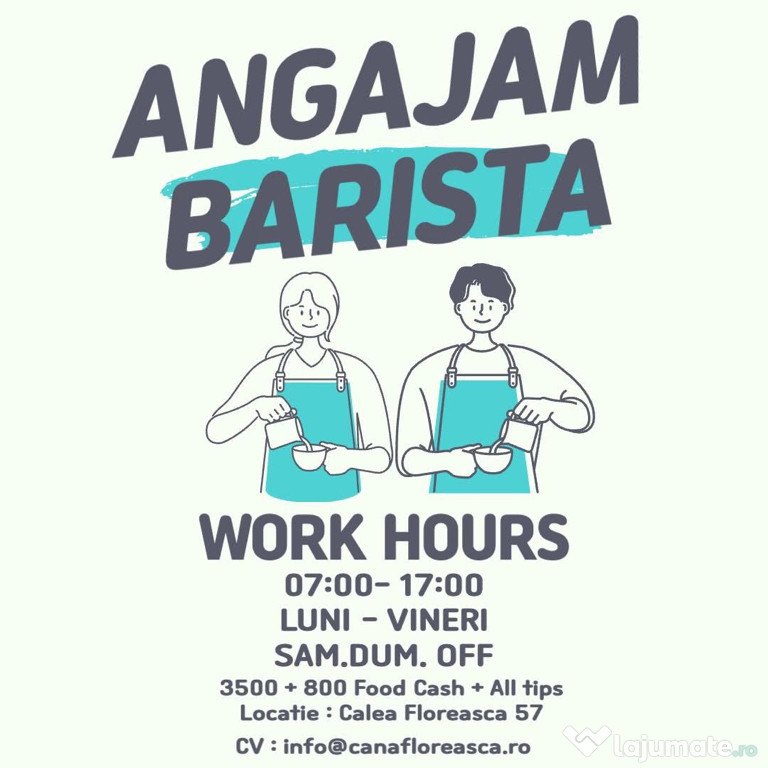 ANGAJAM BARISTA , CALEA FLOREASCA