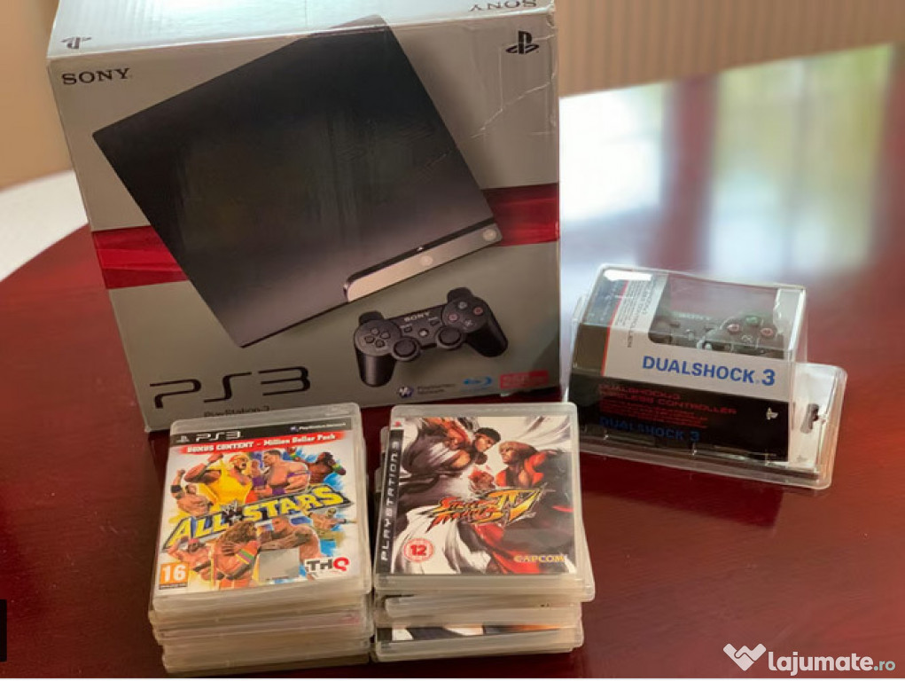 PlayStation 3 Slim + 18 DVD-uri cu Jocuri