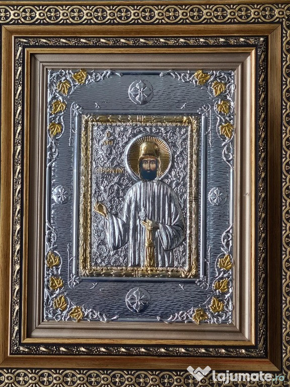 Icoana Argintata-Sfantul Efrem Relief 3 D
