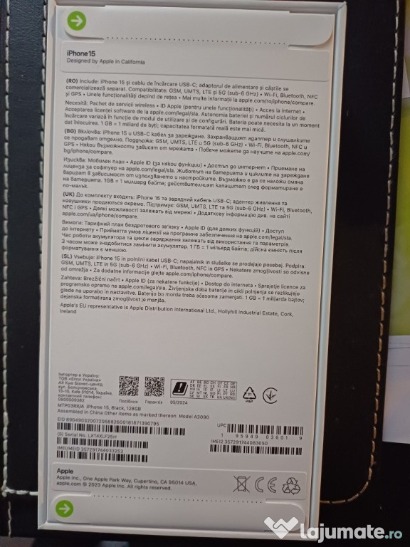 Oferta Iphone 15 5G Black 128 GB SIGILAT ORIGINAL!