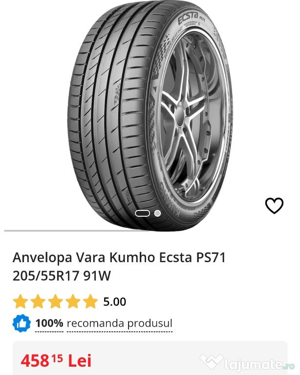 *4 Anvelope Vara Second KUMHO*205/55 R17 91W*DOT 40/2021*Profil 7 mm*