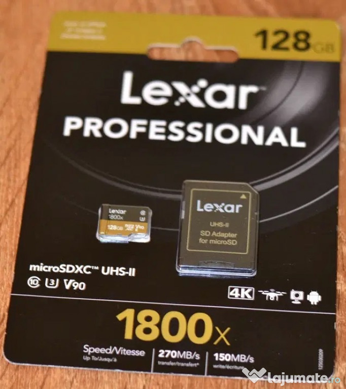 LEXAR microSDHC 1800x UHS-II 128 GB + Card reader