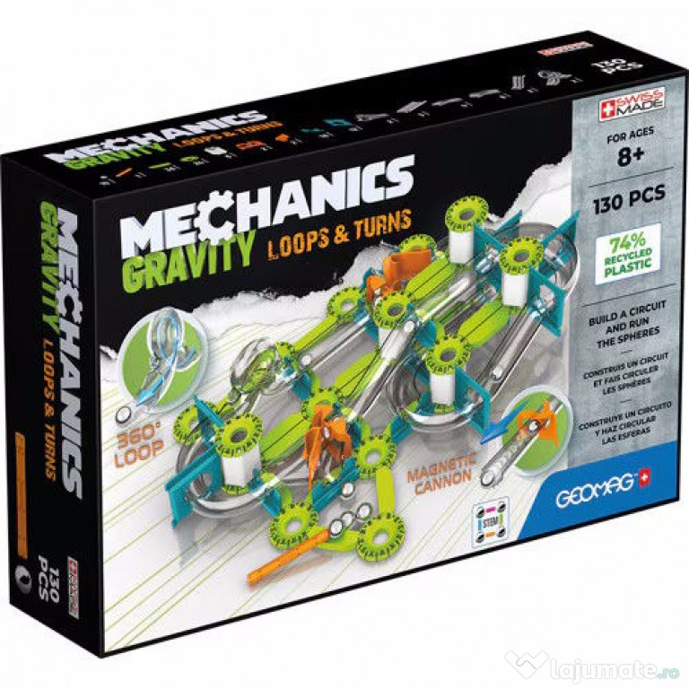 Geomag set magnetic 130 piese Mechanics Gravity RE Loops & Turns