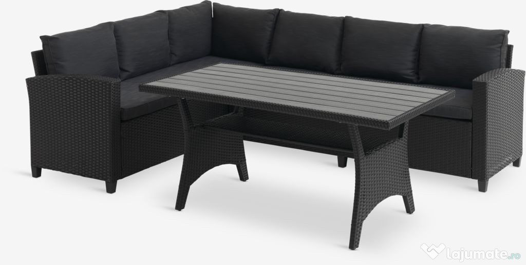 Set terasă ULLEHUSE 6 pers. cu spatiu depozitare, culoare neagra