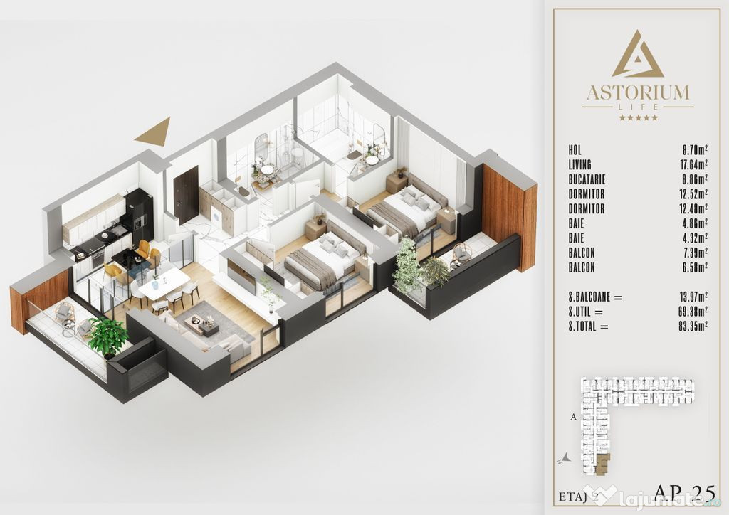 Titan Pallady Ap. 3 Camere Astorium exclusiv în blocul A...