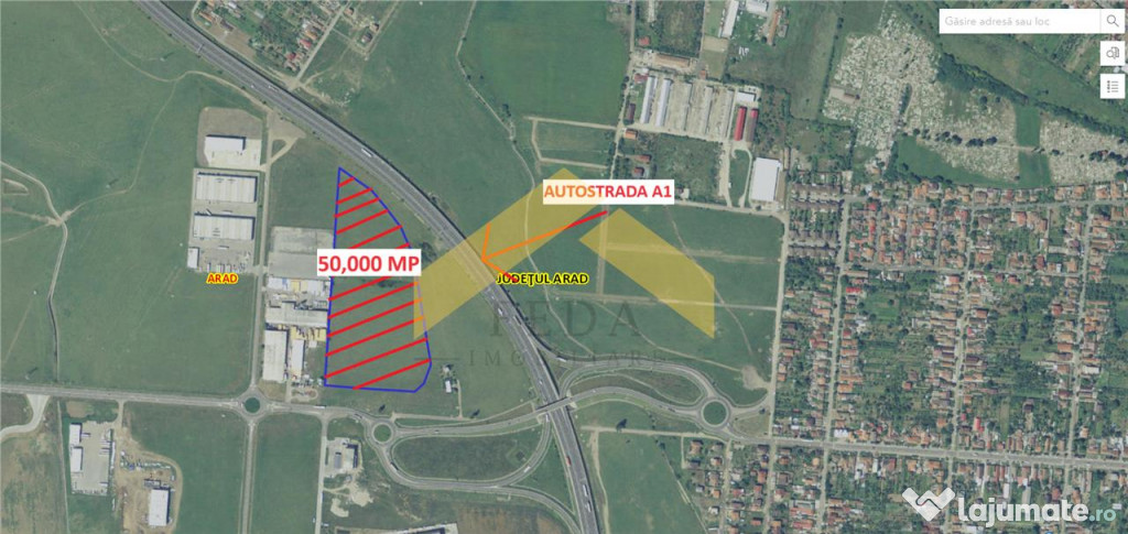 De teren intravilan 4,9 ha la coborare de pe autostrada spr
