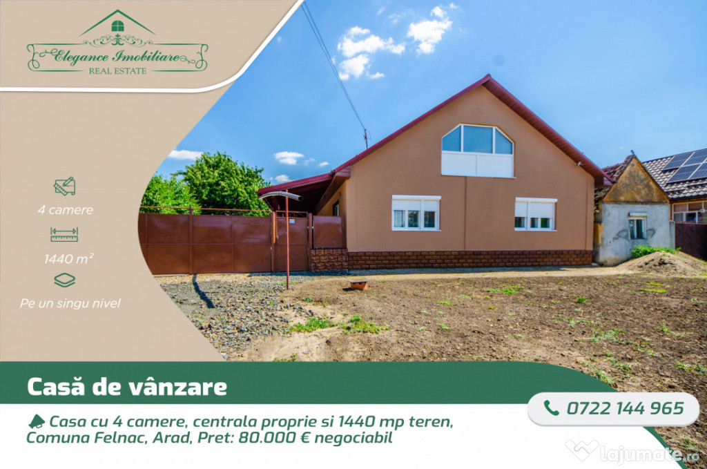 Casa cu 4 camere, centrala proprie si 1440 mp teren, Comuna