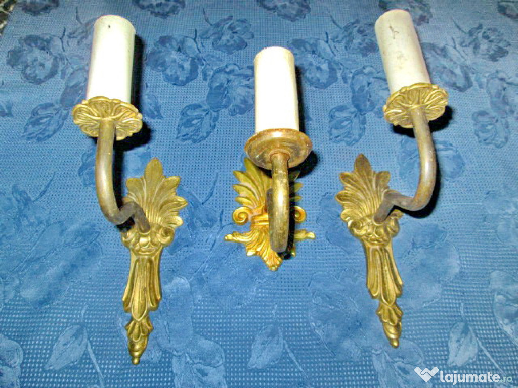 5510-Aplice electrice vechi Franta 3 bucati in bronz.