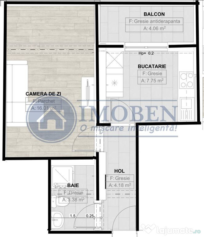 Garsoniera spatioasa-Etaj 2-Bloc Nou-Incalzire in pardose...