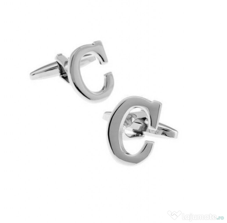 Vand set 2 butoni barbati in forma literei C 1,5 cm