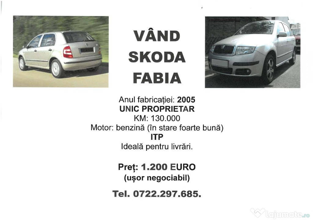 Vând URGENT Skoda Fabia
