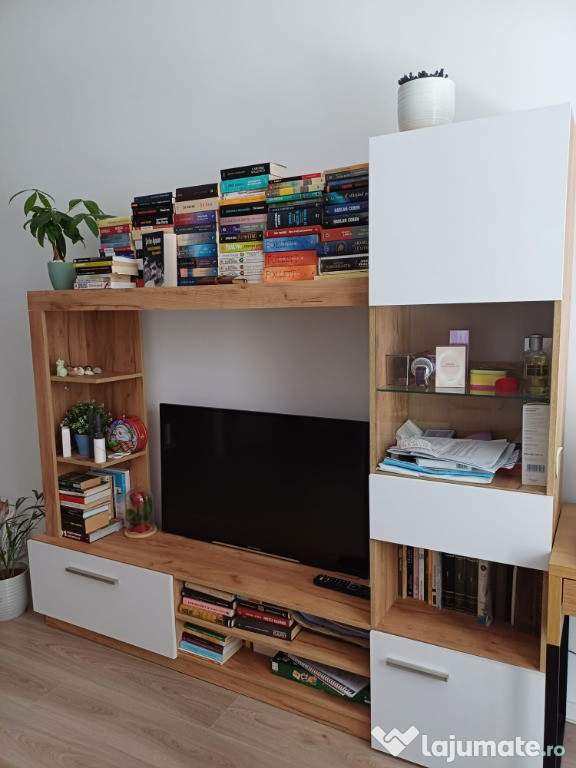 Biblioteca 209x35,5 H184 сm stejar craft auriu + alb