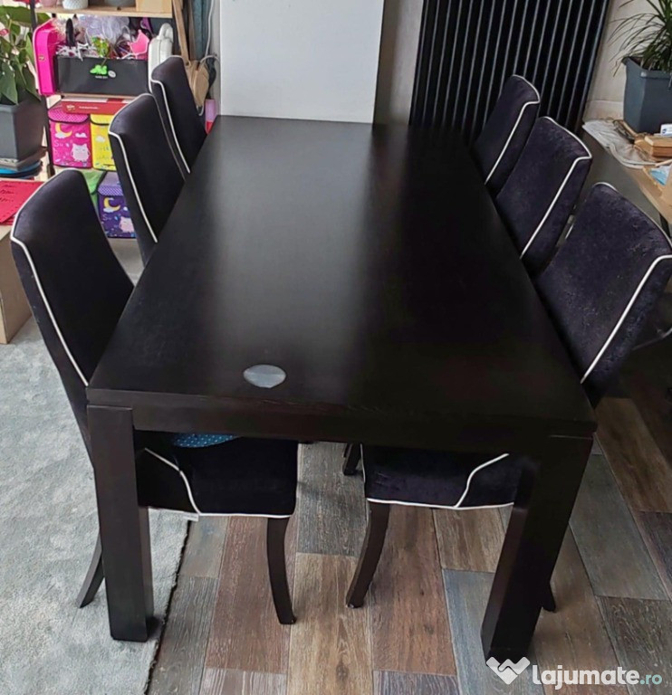 Masa fixa oak spirit si 6 scaune ryan mobexpert