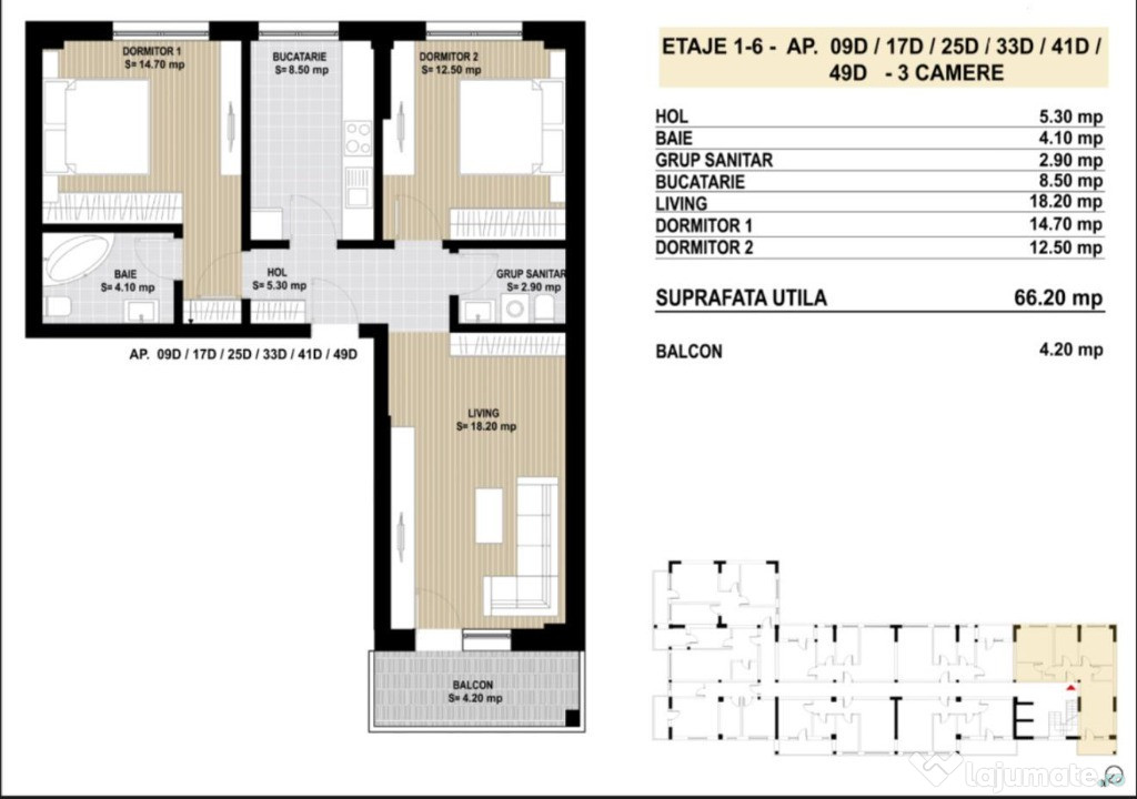 Apartament 3 camere | Berceni | Proiect Nou | 70.40 mp