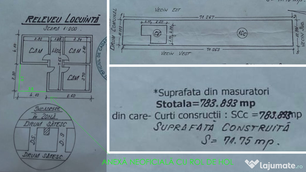 Casă bătrânească + teren generos 783mp Cumpăna 95.000 (negociabil)
