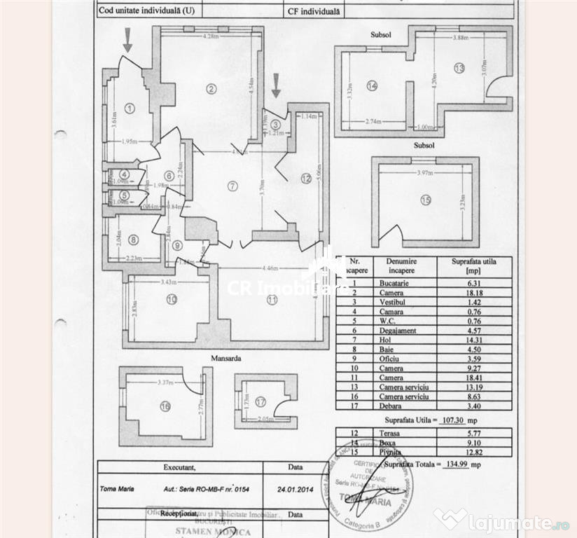 Apartament 4 camere in Vila Unirii pretabil#259; pentru loc